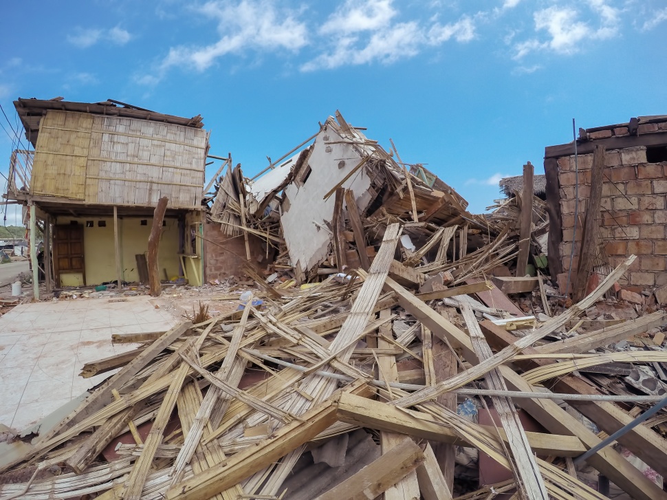 Earthquake Destroyed Buildings, Ecuador, South America